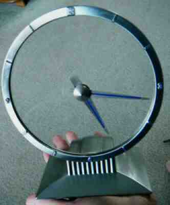 Jefferson Exciting Hour Art Deco Electric Mystery Mantel Shelf Clock Silver