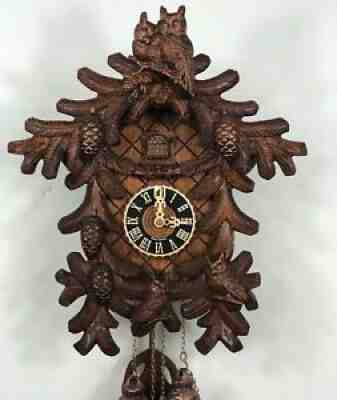 Genuine New Â Black Forest 8 day mechanical Cuckoo Clock 4 Owls Â Hones # 8710/4NU