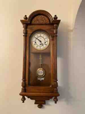 Vintage Howard Miller 3 Chime Oak Wall Clock Model 612-462 Westminister