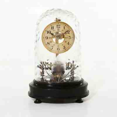 Early Electric Clock w Stunning Cut Crystal Dome ca 1922 Antique French Bulle