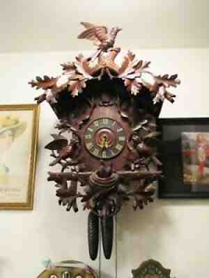 Antique German Black Forest Two Weight Drive Cuckoo Clock.