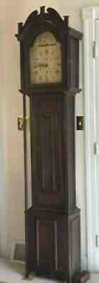 Vintage Silas Hoadley 7' Tall Grandfather Clock With All-Wooden Movement - 1830s