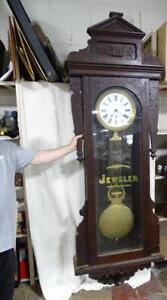 Antique 1800s HUGE Jewelry Store Wall Regulator Gingerbread Clock Commercial Vtg