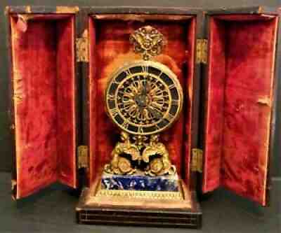 â­ E. F. Caldwell & Co Omega Clock In Orig. Box Lapis Base Bronze Dore Untouched