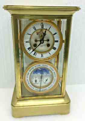 Rare 1907 French Crystal Regulator Mantel Clock With Calendar and Moon Phase
