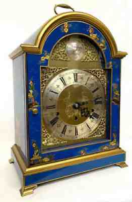Lovely Elliott London Chinoiserie Painted Mantel Clock Two Tunes Night Shut Off