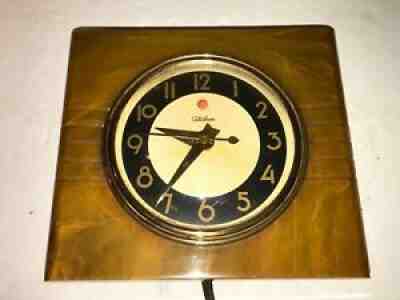 TELECHRON Electric CLOCK Catalin Frame Model 3H83 â??The Melbourneâ? Works Well!