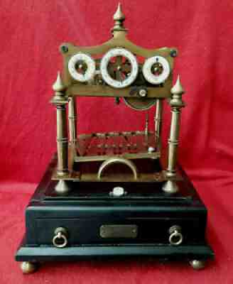 Excellent Running Triple Dial Congreve Clock On Base