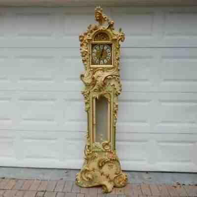 GRANDFATHER CLOCK ITALIAN ROCOCO VENETIAN WOOD CARVED W/FRANZ HERMLE MOVEMENT