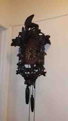 Antique Large Fox And Grapes Cuckoo Clock