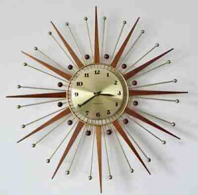VTG. WESTCLOX STARBURST SUNBURST MID CENTURY MODERN ATOMIC WALL CLOCK
