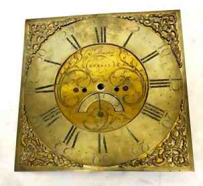 Antique Brass Grandfather Longcase Clock Dial by Emanuel Burton, Kendal