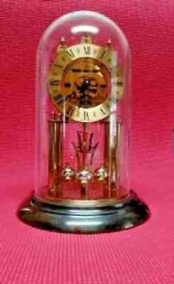 Vintage Elgin S.Haller 400 DAY Anniversary Torsion Mantle Clock Brass Glass Dome