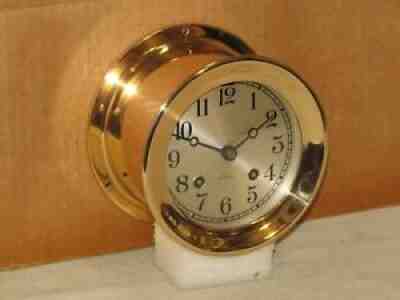 CHELSEA ANTIQUE SHIPS BELL CLOCK~4 1/2 IN DIAL~1937~RED BRASS~RESTORED