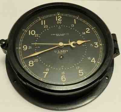 Working 1937 WWII U.S. NAVY Chelsea Clock Co. Bakelite Porthole Naval Ship Clock