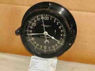 CHELSEA VINTAGE SHIPS CLOCK~6" DIAL U S NAVY 24 HOUR~VIETNAM ERA~RESTORED