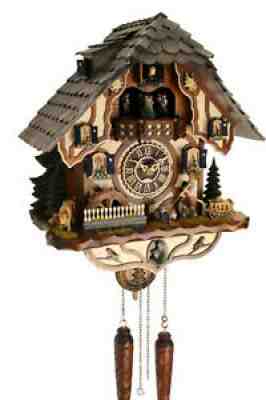 cuckoo clock black forest quartz german music quarz chalet farmer boy new XL