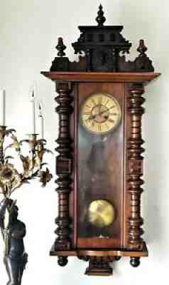 WALL CLOCK, Vienna regulator, Alt Deutsch, Beaux Arts, Kienzle Schwenningen, 50"