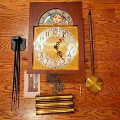 Colonial Grandfather Clock 1801 Complete Jauch Movement Weights Pendulum Chimes