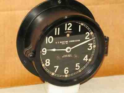 CHELSEA U.S.NAVY SHIPS BELL CLOCK 6 DIAL HINGED BEZEL 1945 WW2 USS BARNWELL