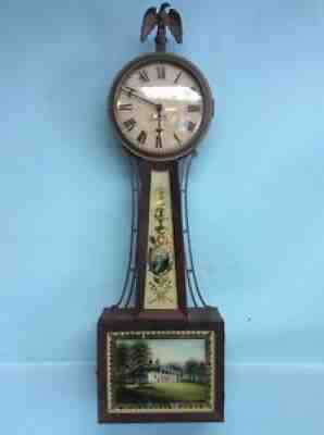 B.F. Wood Banjo Clock Winchester, N.H. 32 1/2â? Tall