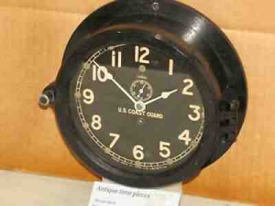 CHELSEA VINTAGE SHIPS CLOCK~6" DIAL~U.S COAST GUARD WW2 1943 RESTORED