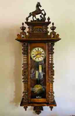 Antique Victorian Vienna Weight Driven Chiming Regulator Wall Clock by Kienzle