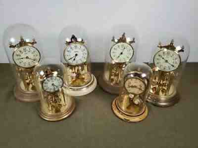 Lot of Vintage Kundo (4) & Schatz (2) Anniversary Clocks | 9" & 12"