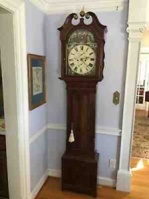 Elegant Tall Case Grandfather Clock C. 1800 Professionally Restored
