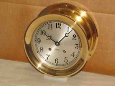 CHELSEA VINTAGE SHIPS BELL CLOCK 6 DIAL HINGED BEZEL 1966 RESTORED