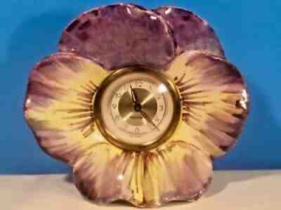 Rare Antique Majolica French Massier Pansy Flower Clock c.1800's