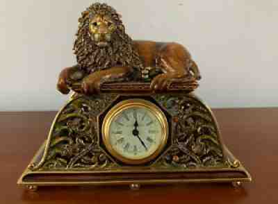 Jay Strongwater LIon Mantel Clock Swarovski Crystals Rare