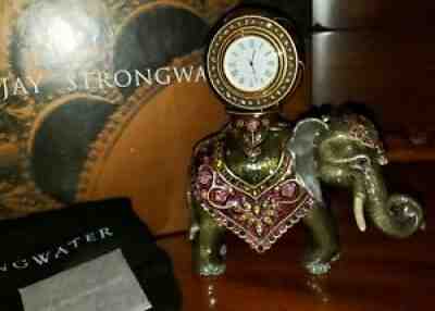 NIB JAY STRONGWATER SWAROVSKI CRYSTAL ENAMEL CLEOPATRA ELEPHANT CLOCK $950