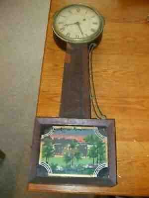 RARE ANTIQUE CIRCA 1815 WEIGHT DRIVEN BANJO CLOCK ATTR: LEMUEL CURTIS FOR REPAIR