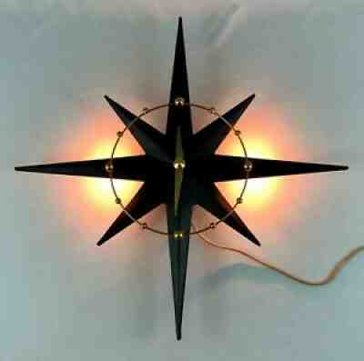 Vintage 1960s Haddon Starlite Model 103 Starburst Wall Clock MCM Lights Works