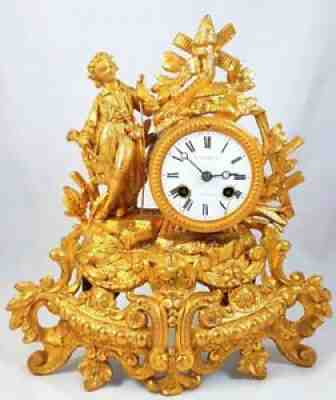 Antique mantel clock bronze French pendulum Samuel Marti Paris c.a 1886