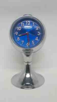 RETRO German BLESSING Alarm CLOCK Mantel Vintage CHROME Pedestal Space Age!
