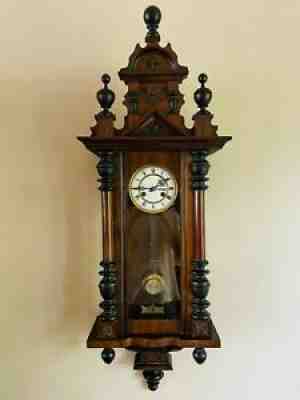 Antique Victorian Vienna Wall Clock Chiming 8 Day by Kienzle Germany c1890
