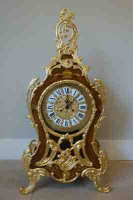 Antique Mantel Wall Clock Vintage Italian Marquetry Case