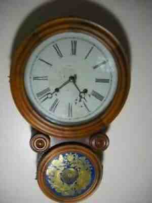 Antique E. Ingraham Ionic Model Rosewood Wall Clock with Great Tablet Pat.1861