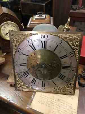 18th Century 1760 English Longcase Movement Grandfather Clock Quarman Temple