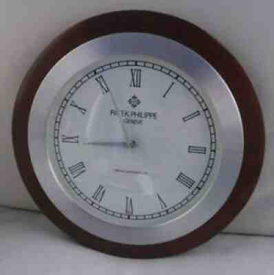 Classic PATEK PHILIPPE 14 inch Wood and Aluminum Showroom Display Wall Clock