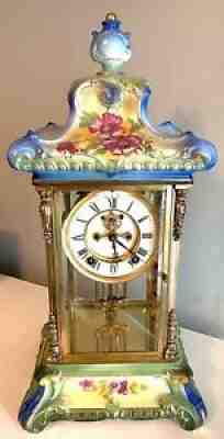 ANSONIA ROYAL BONN CRYSTAL REGULATOR MANTLE CLOCK ~ RUNNING ~ ORIGINAL ~ NO RES