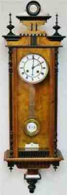 Antique German 8 Day 2 Train Burr Walnut & Ebonised Vienna Regulator Wall Clock