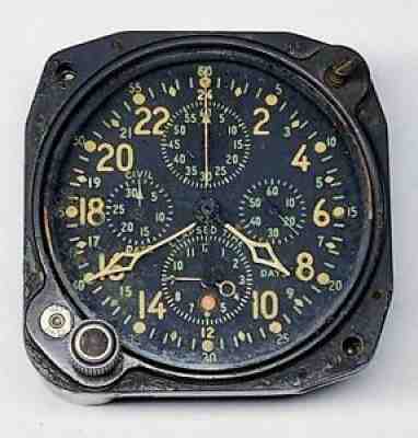ANTIQUE ELGIN WWII MILITARY AIRCRAFT CLOCK 37500 COCKPIT CLOCK 5 DIALS 4 RESTORE