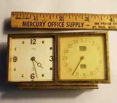 RARE Bucherer IMHOF table clock with Calendar Swiss 8 day movement
