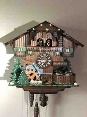 Cuckoo Clock Germany Romance Der Frohliche Wanderer Edelweiss Swiss Made #2708