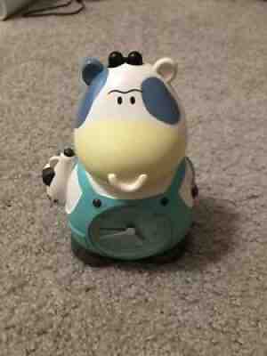 RHYTHM Japan Alarm Clock Cow Wake Up Don't Sleep Your Life Away Mooing Vtg New