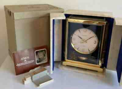In Boxes! 1970's Jaeger LeCoultre Atmos 526-5 Black Ships Marina Clock- Working!