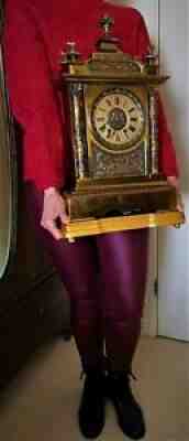 Large Antique French Shakudo and Gilt Brass Clock. Clockmaker AD Mougin.